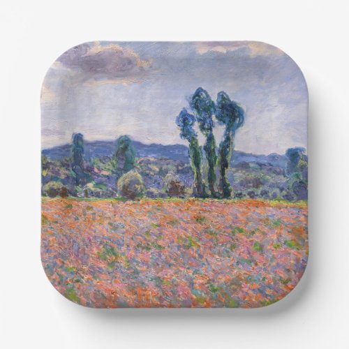 Claude Monet _ Poppy Field 1890 Giverny Paper Plates