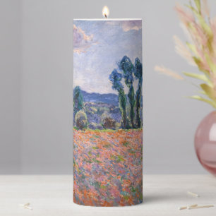 Claude Monet - Poppy Field 1890 (Giverny) Pillar Candle