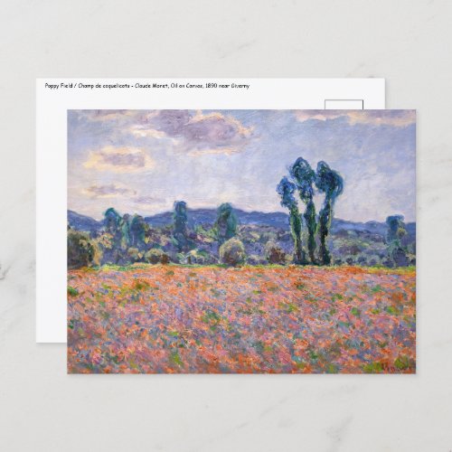 Claude Monet _ Poppy Field 1890 Giverny Postcard