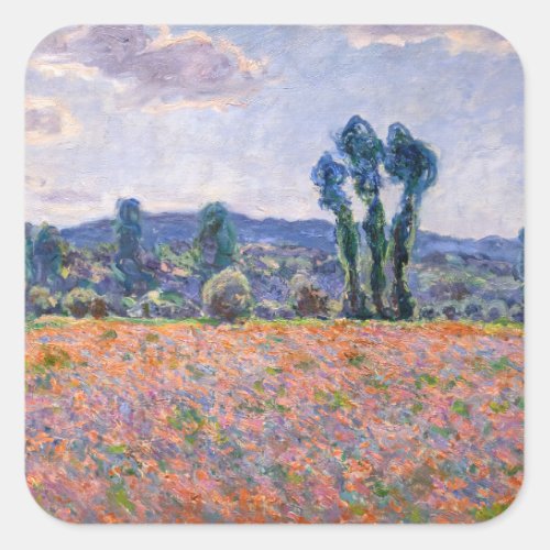 Claude Monet _ Poppy Field 1890 Giverny Square Sticker