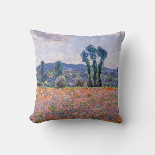 Claude Monet - Poppy Field 1890 (Giverny) Throw Pillow (Front)