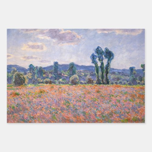 Claude Monet _ Poppy Field 1890 Giverny Wrapping Paper Sheets