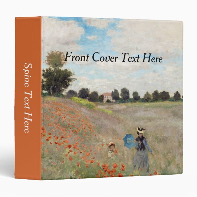 Claude Monet - Poppy Field 3 Ring Binder (Front/Spine)