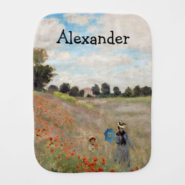 Claude Monet - Poppy Field Baby Burp Cloth (Front)