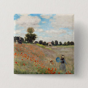 Claude Monet - Poppy Field Button