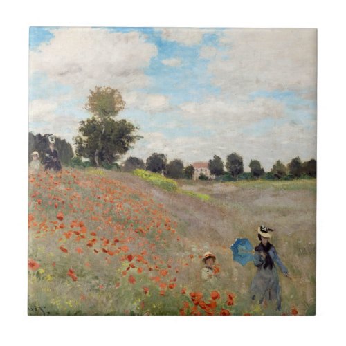 Claude Monet _ Poppy Field Ceramic Tile