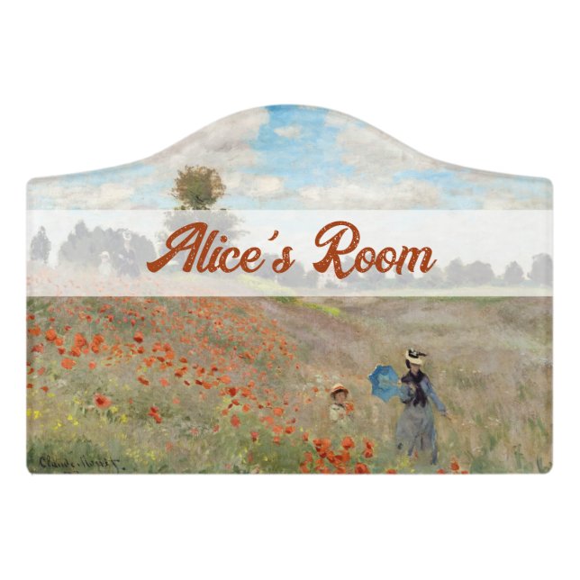Claude Monet - Poppy Field Door Sign (Small Crest Front)