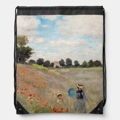 Claude Monet _ Poppy Field Drawstring Bag