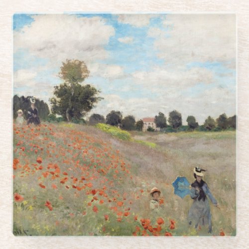 Claude Monet _ Poppy Field Glass Coaster