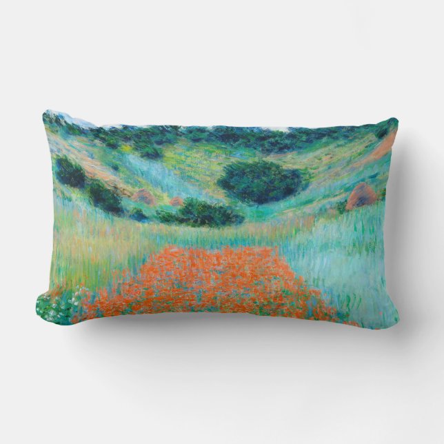 Claude Monet Poppy field in a hole near giverny Lumbar Pillow (Front)