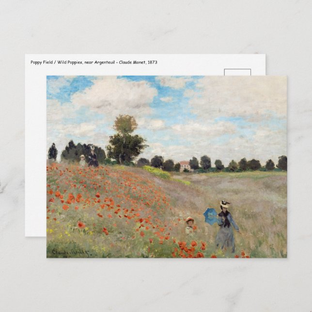 Claude Monet - Poppy Field Postcard (Front/Back)