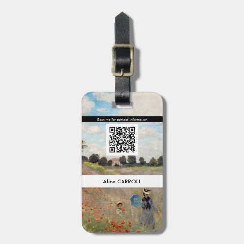 Claude Monet _ Poppy Field _ QR Code Luggage Tag