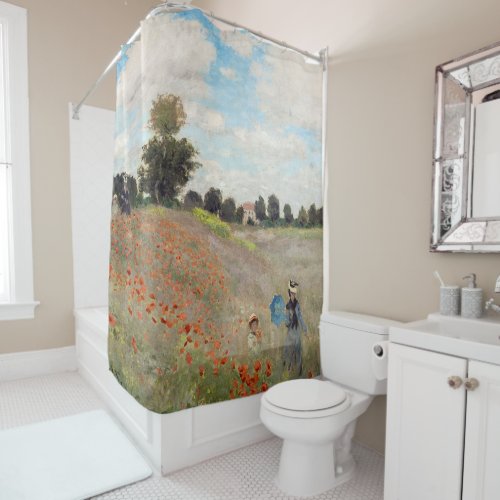 Claude Monet _ Poppy Field Shower Curtain