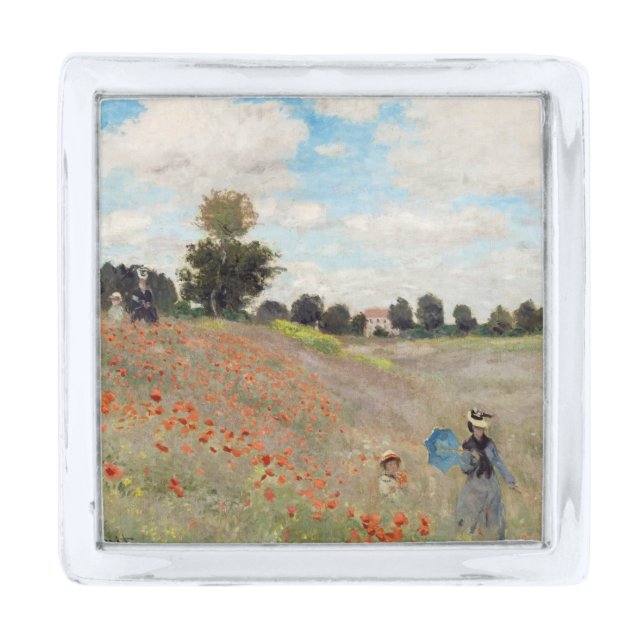 Claude Monet - Poppy Field Silver Finish Lapel Pin (Front)