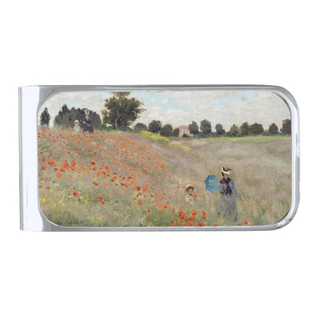 Claude Monet - Poppy Field Silver Finish Money Clip (Front)