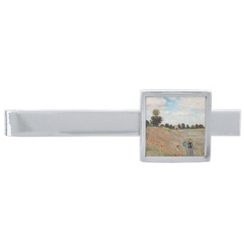 Claude Monet _ Poppy Field Silver Finish Tie Bar