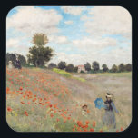 Claude Monet - Poppy Field Square Sticker<br><div class="desc">Poppy Field / Wild Poppies,  near Argenteuil / Les Coquelicots - Claude Monet in 1873</div>