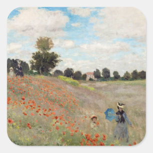 Claude Monet - Poppy Field Square Sticker