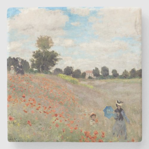 Claude Monet _ Poppy Field Stone Coaster