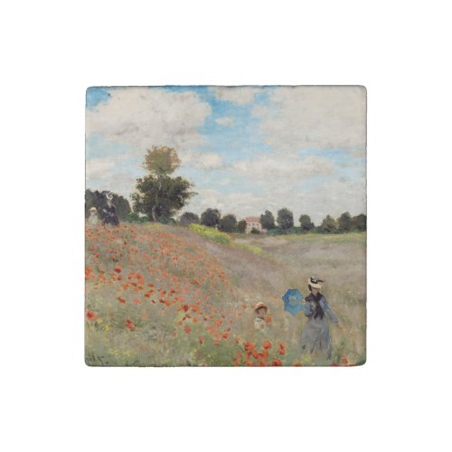 Claude Monet _ Poppy Field Stone Magnet