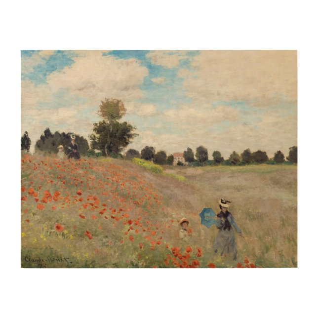 Claude Monet - Poppy Field Wood Wall Art (Front)