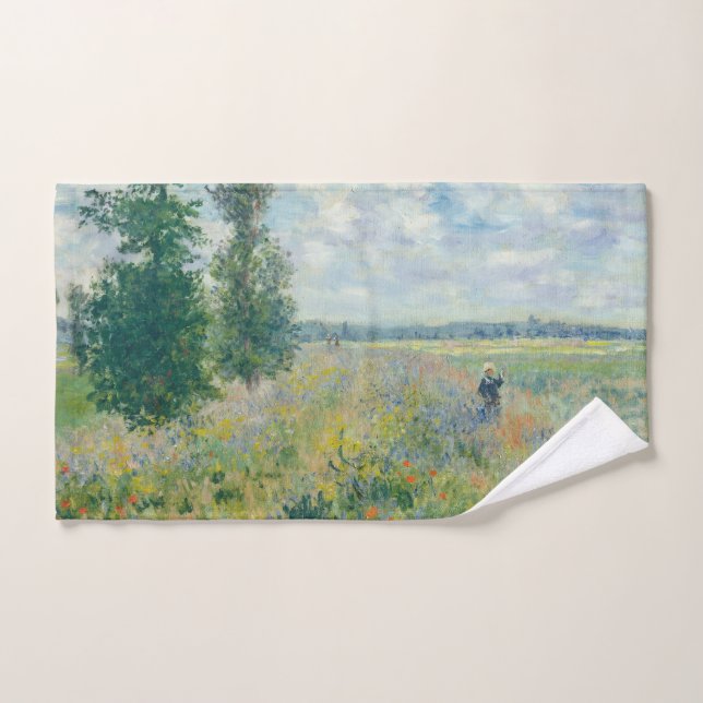 Claude Monet - Poppy Fields near Argenteuil (1875) Bath Towel Set (Hand Towel)