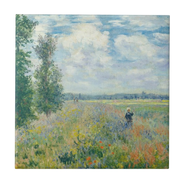 Claude Monet - Poppy Fields near Argenteuil (1875) Ceramic Tile (Front)