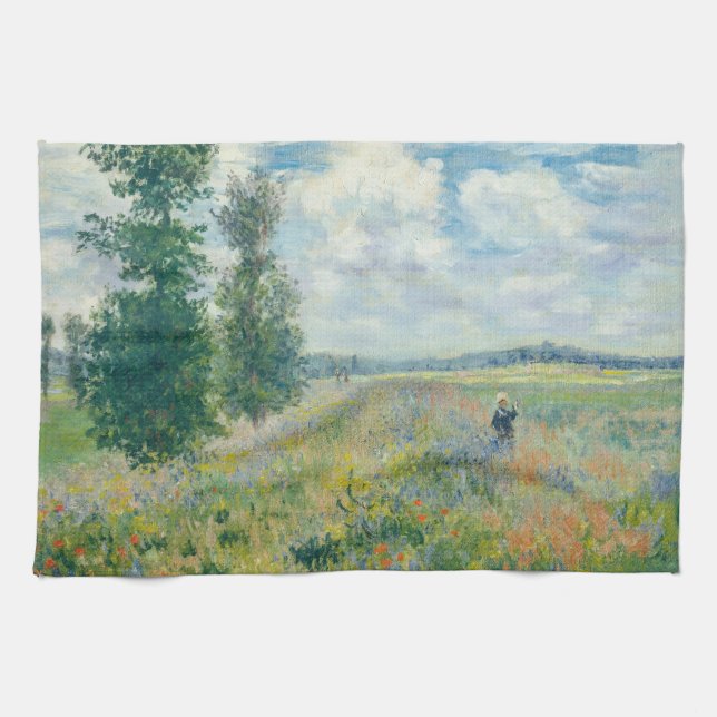 Claude Monet - Poppy Fields near Argenteuil (1875) Kitchen Towel (Horizontal)