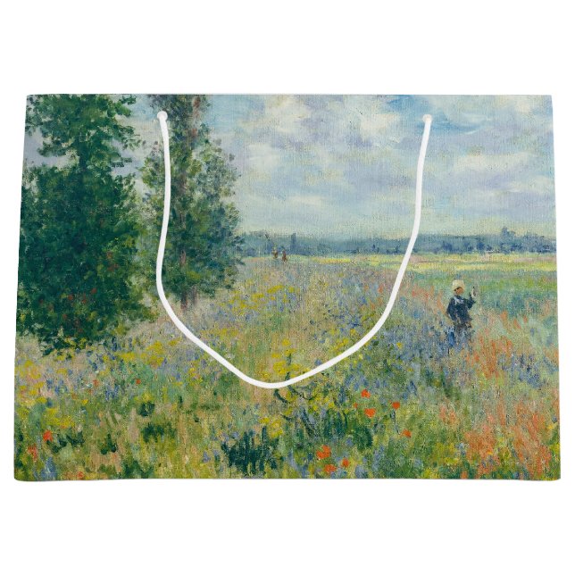 Claude Monet - Poppy Fields near Argenteuil (1875) Large Gift Bag (Front)