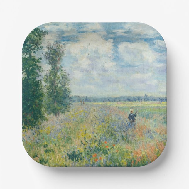 Claude Monet - Poppy Fields near Argenteuil (1875) Paper Plates (Front)