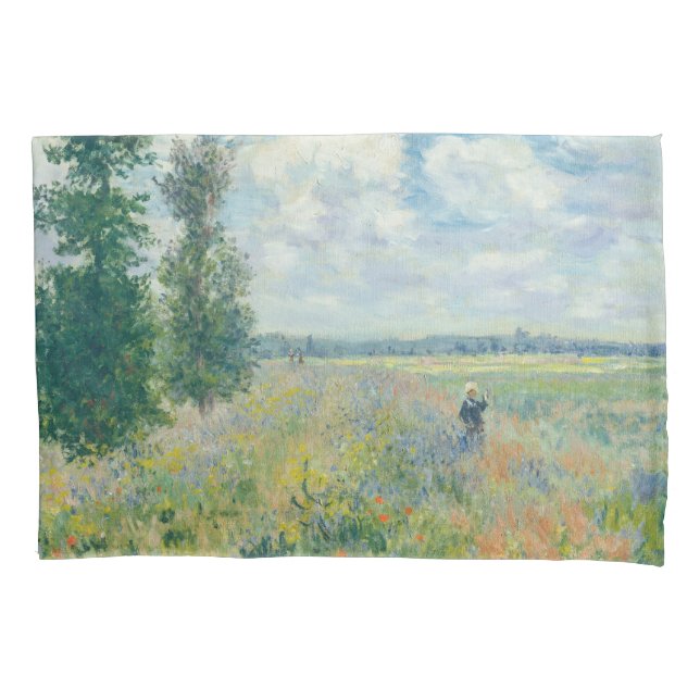 Claude Monet - Poppy Fields near Argenteuil (1875) Pillow Case (Front)