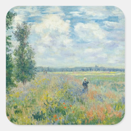 Claude Monet _ Poppy Fields near Argenteuil 1875 Square Sticker