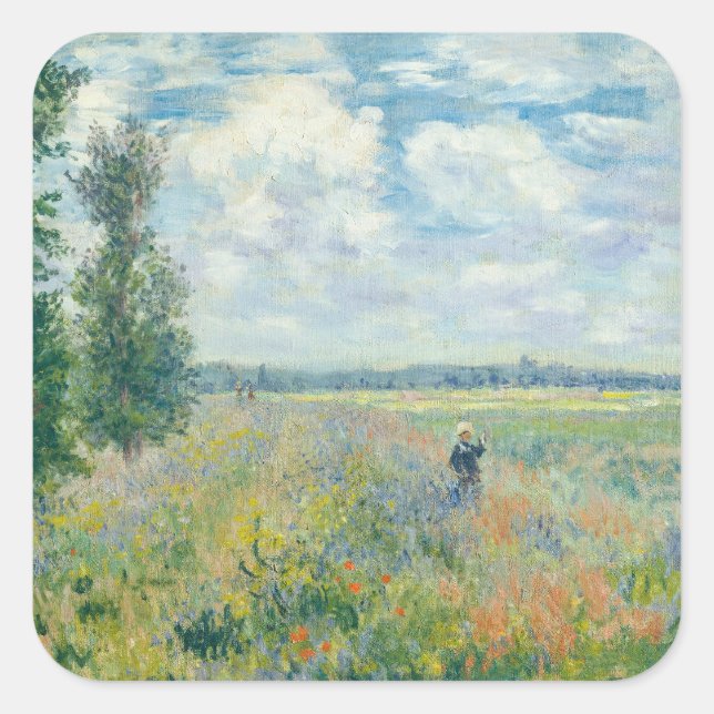 Claude Monet - Poppy Fields near Argenteuil (1875) Square Sticker (Front)