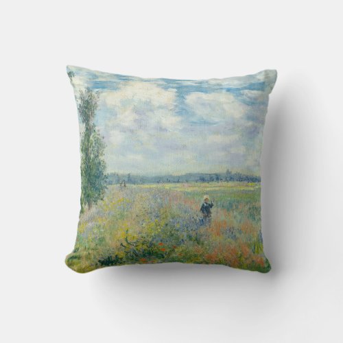 Claude Monet _ Poppy Fields near Argenteuil 1875 Throw Pillow
