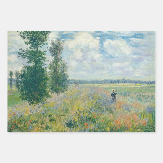 Claude Monet - Poppy Fields near Argenteuil (1875) Wrapping Paper Sheets (Front)