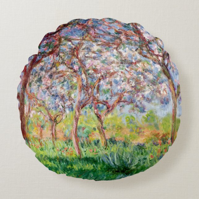 Claude Monet | Printemps a Giverny, 1903 Round Pillow (Front)