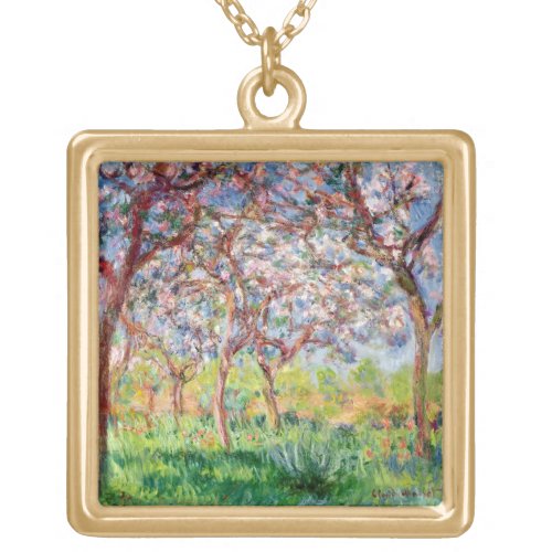 Claude Monet  Printemps a Giverny Gold Plated Necklace