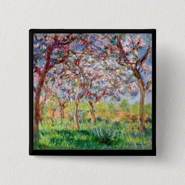 Claude Monet | Printemps a Giverny Pinback Button (Front)