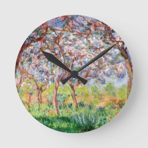 Claude Monet  Printemps a Giverny Round Clock