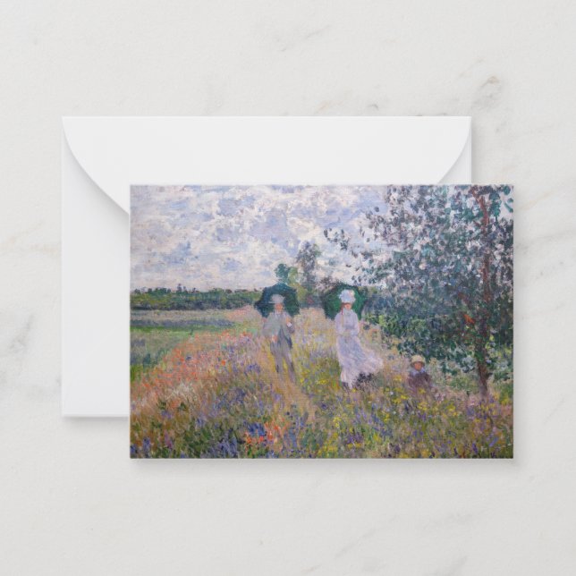 Claude Monet - Promenade near Argenteuil Note Card (Front)