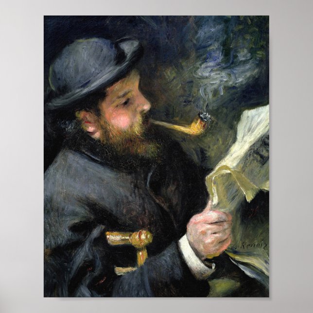 Claude Monet Reading - Pierre Auguste Renoir Poster (Front)