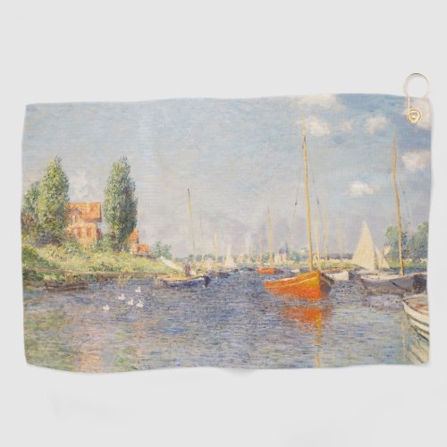 Claude Monet Red Boats Argenteuil Golf Towel