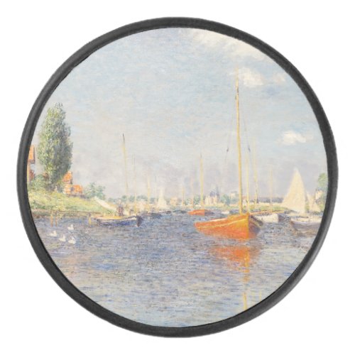 Claude Monet Red Boats Argenteuil Hockey Puck