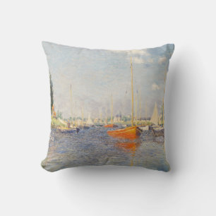 Claude Monet. Red Boats, Argenteuil Throw Pillow