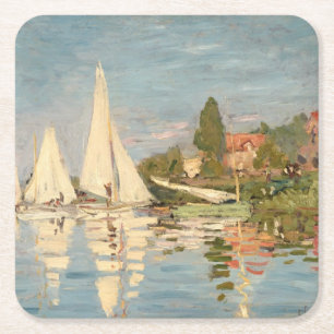 Claude Monet Regatta at Argenteuil, c.1872 Square Paper Coaster