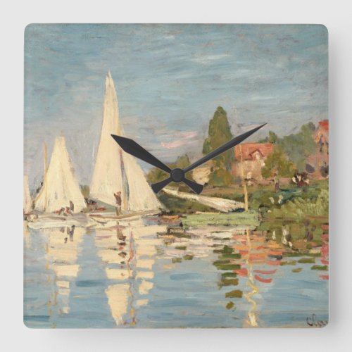 Claude Monet  Regatta at Argenteuil c1872 Square Wall Clock