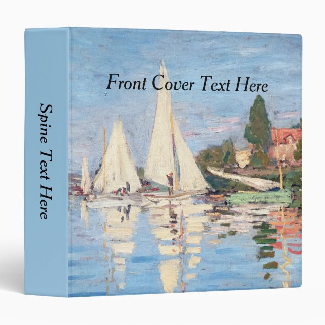 Claude Monet - Regattas at Argenteuil 3 Ring Binder (Front/Spine)