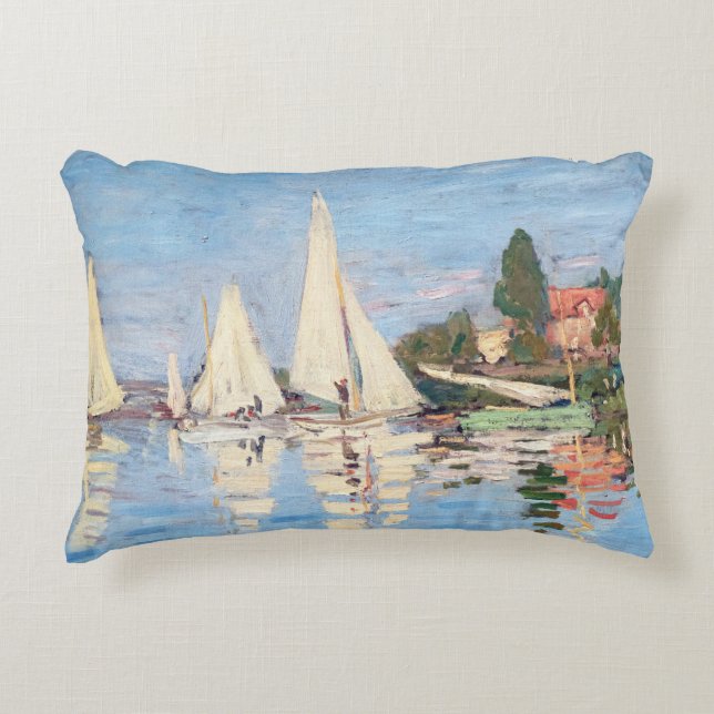 Claude Monet - Regattas at Argenteuil Accent Pillow (Front)