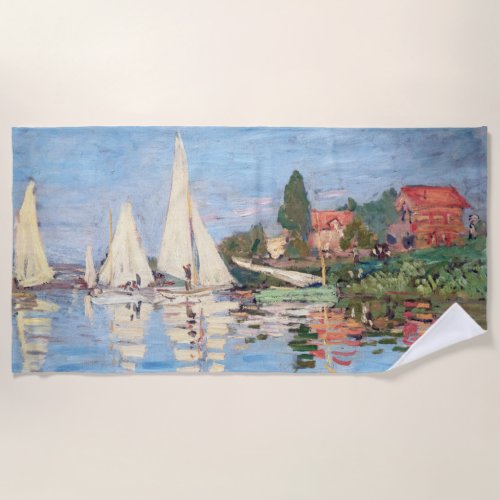 Claude Monet _ Regattas at Argenteuil Beach Towel