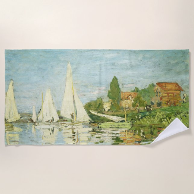Claude Monet. Regattas at Argenteuil     Beach Towel (Front)